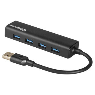 USB (3.0) HUB 4-port, Quadro Express, černý, Defender, kompakt.