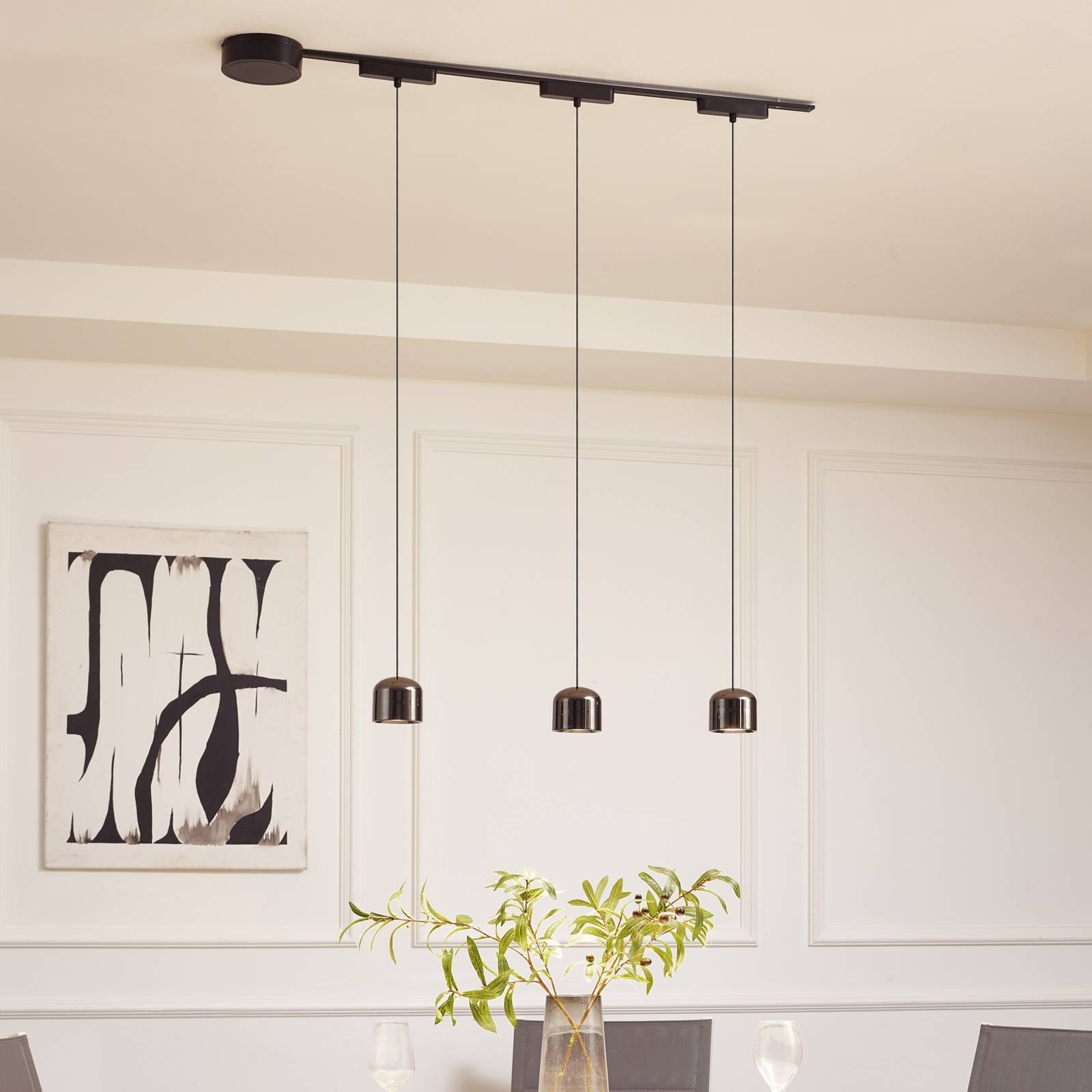 Systém Lumaro, závesný, valcový, 3-svetelný, čierny 48V