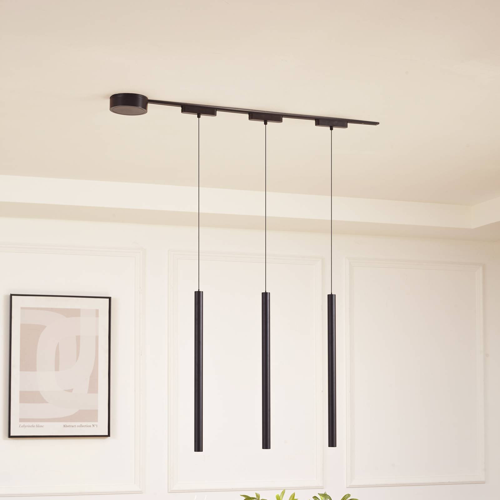 Lumaro track system, závesný, trubicový, 3-svetelný, čierny, 48V