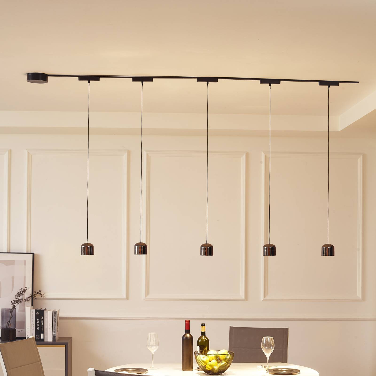 Systém Lumaro, závesný, valcový, 5 svetiel, čierny 48V