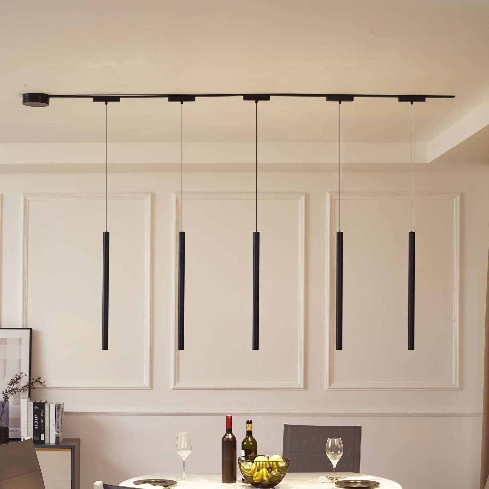 Systém Lumaro, závesný, trubicový, 5 svetiel, čierny, 48V