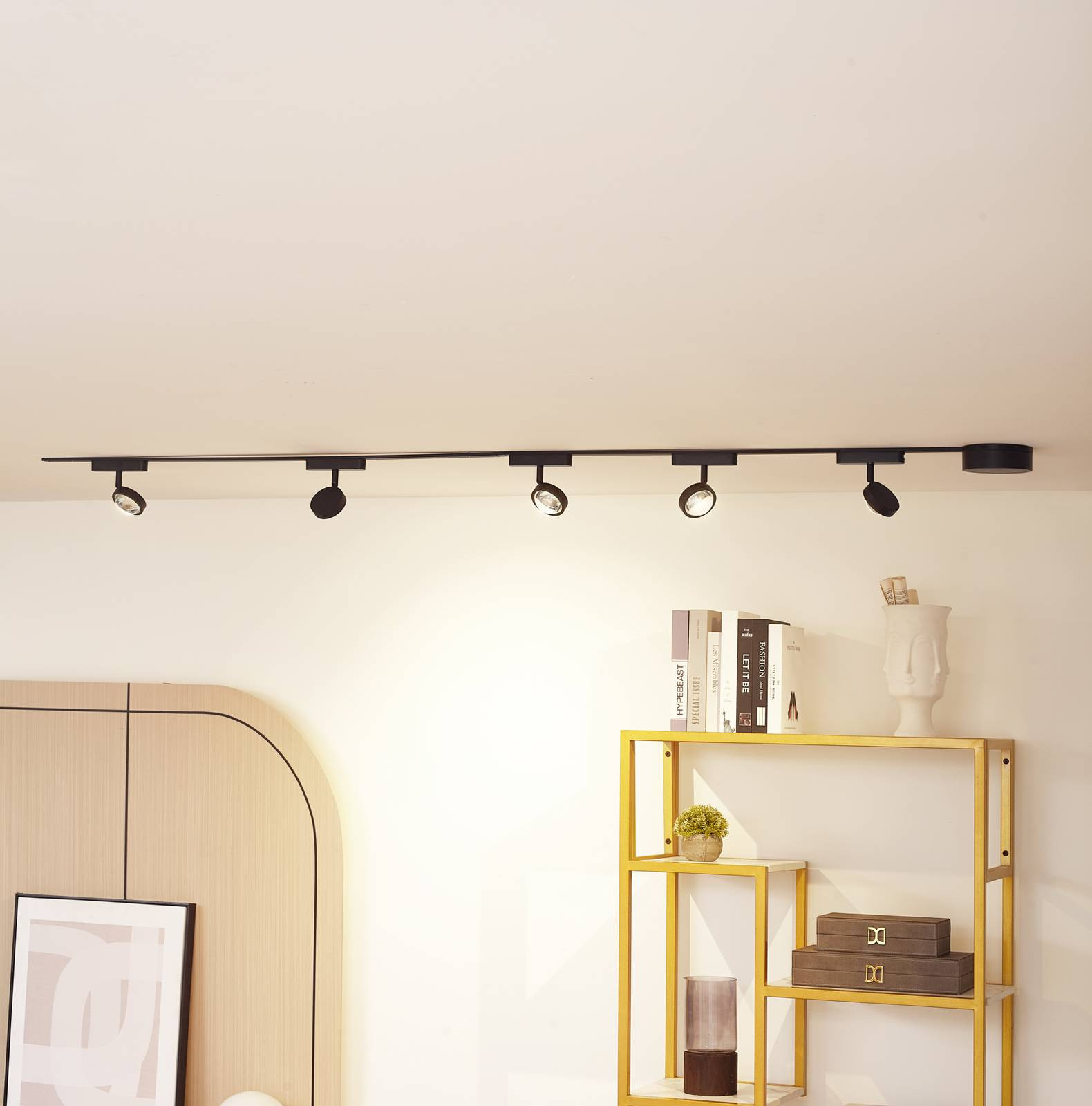 Lumaro track system, reflektory, 5 svetiel, čierne, Ø 7,3cm, 48V