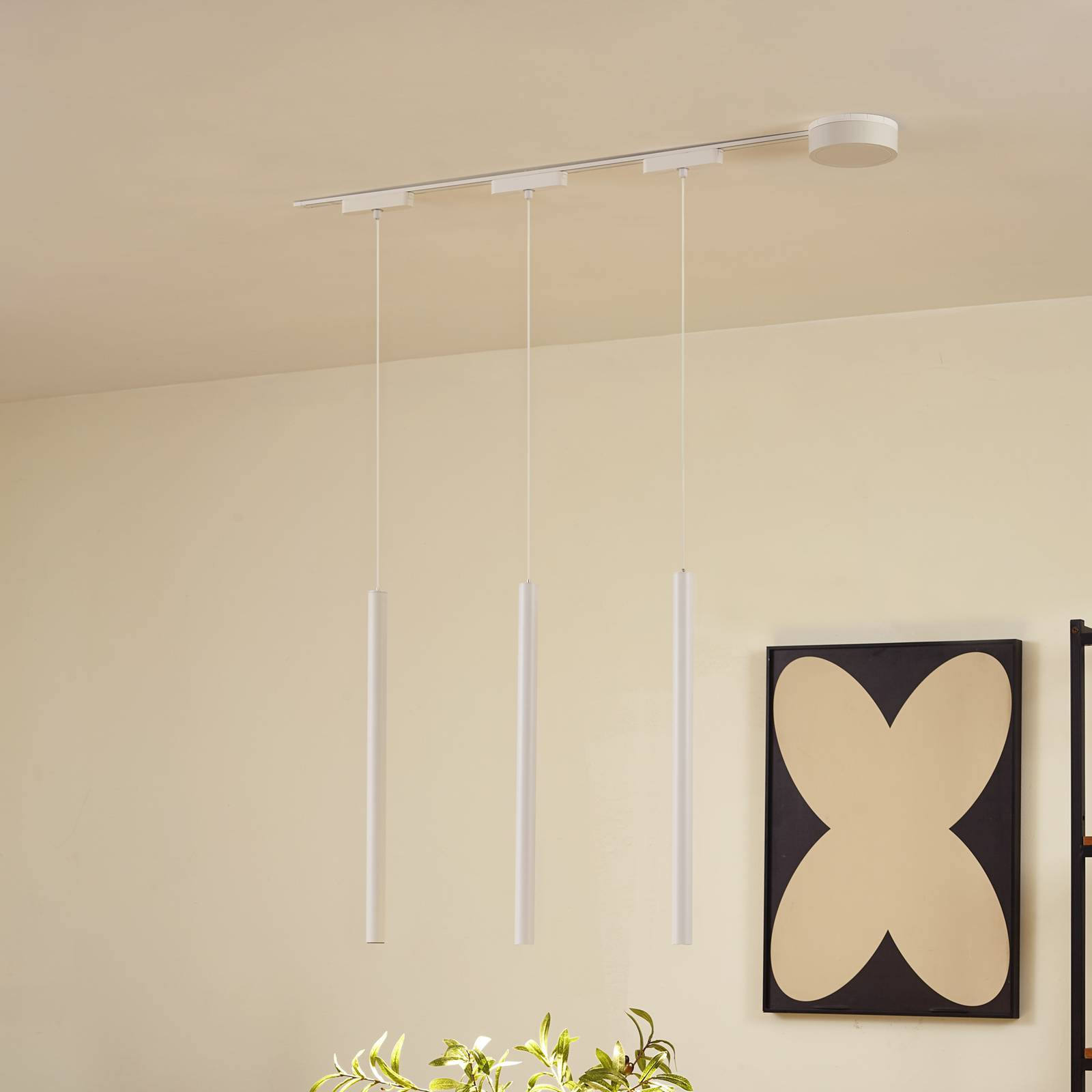 Systém Lumaro, závesný, trubicový, 3 svetlá, biely, 48 V, CCT