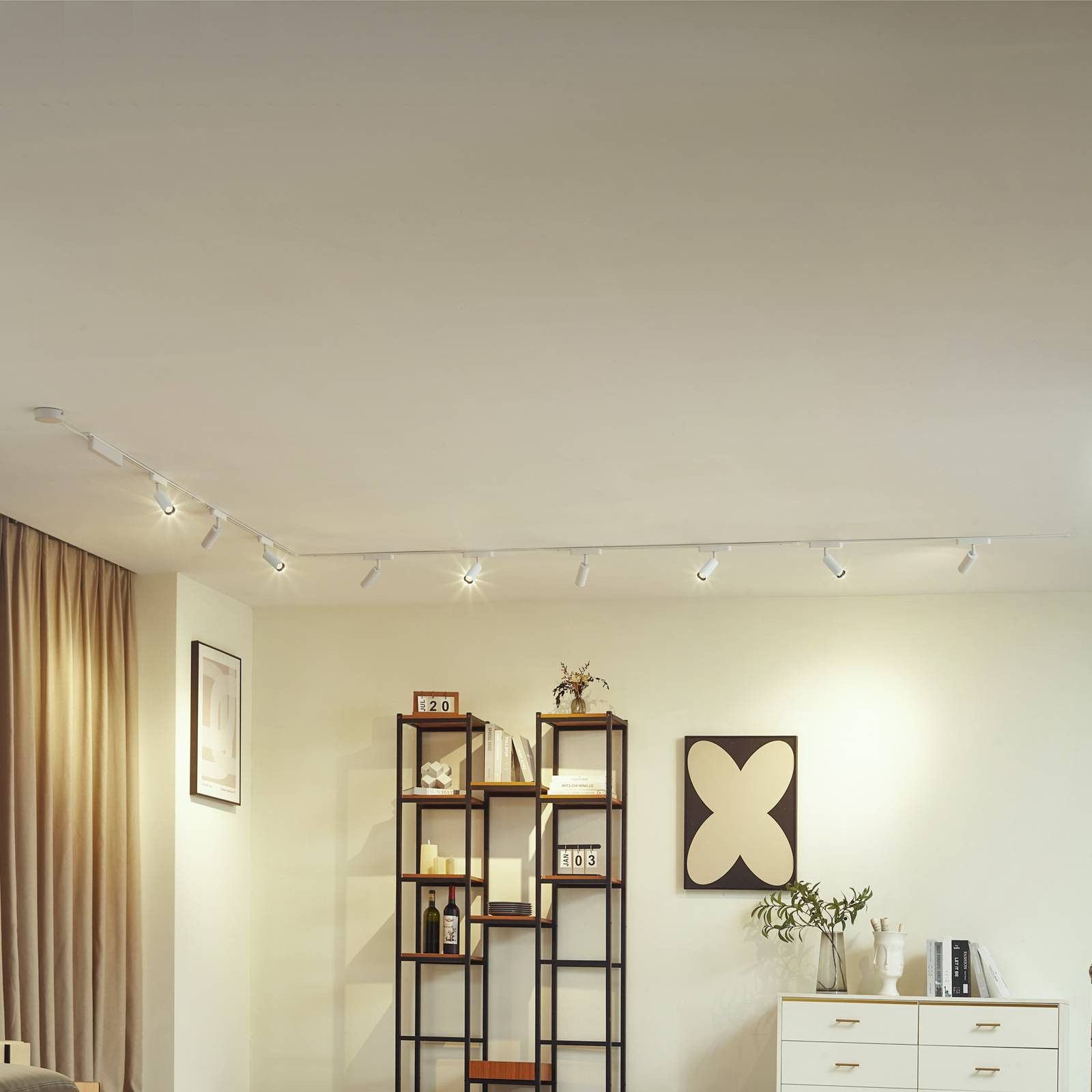 Lumaro track system, reflektory, 9 svetiel, biela, Ø 4cm, 25,7cm