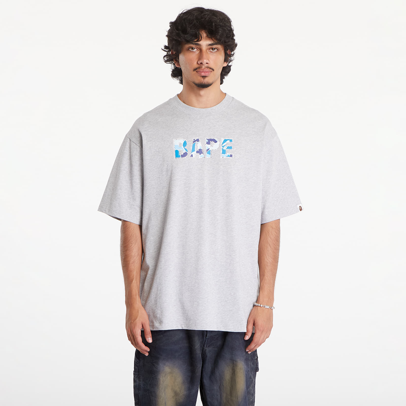 Tričko A BATHING APE Rhinestone Logo Relaxed Fit Short Sleeve Tee Gray XL