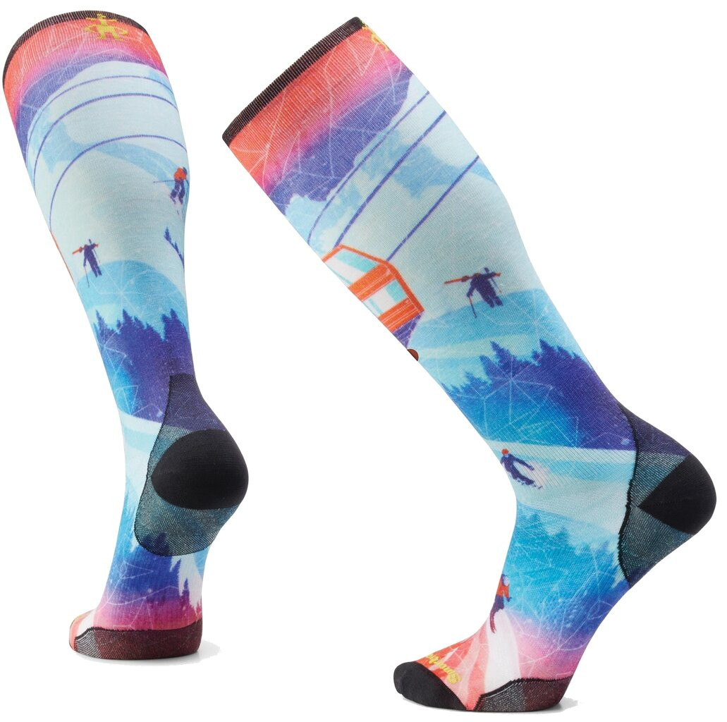 Smartwool SKI ZERO CUSHION SKI DAY PRINT OTC lagúna blue Veľkosť: XL