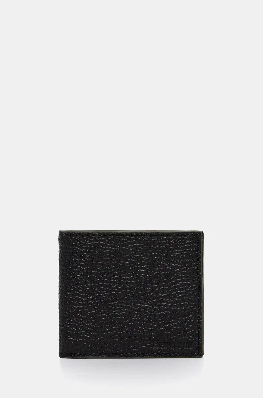 Kožená peňaženka Barbour pánska, čierna farba, MLG0021