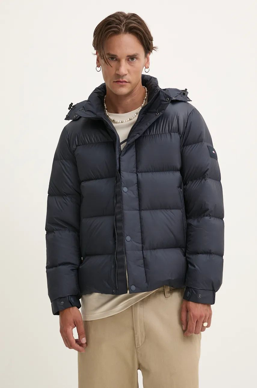 Páperová bunda Tommy Hilfiger pánska, tmavomodrá farba, zimná, MW0MW36569