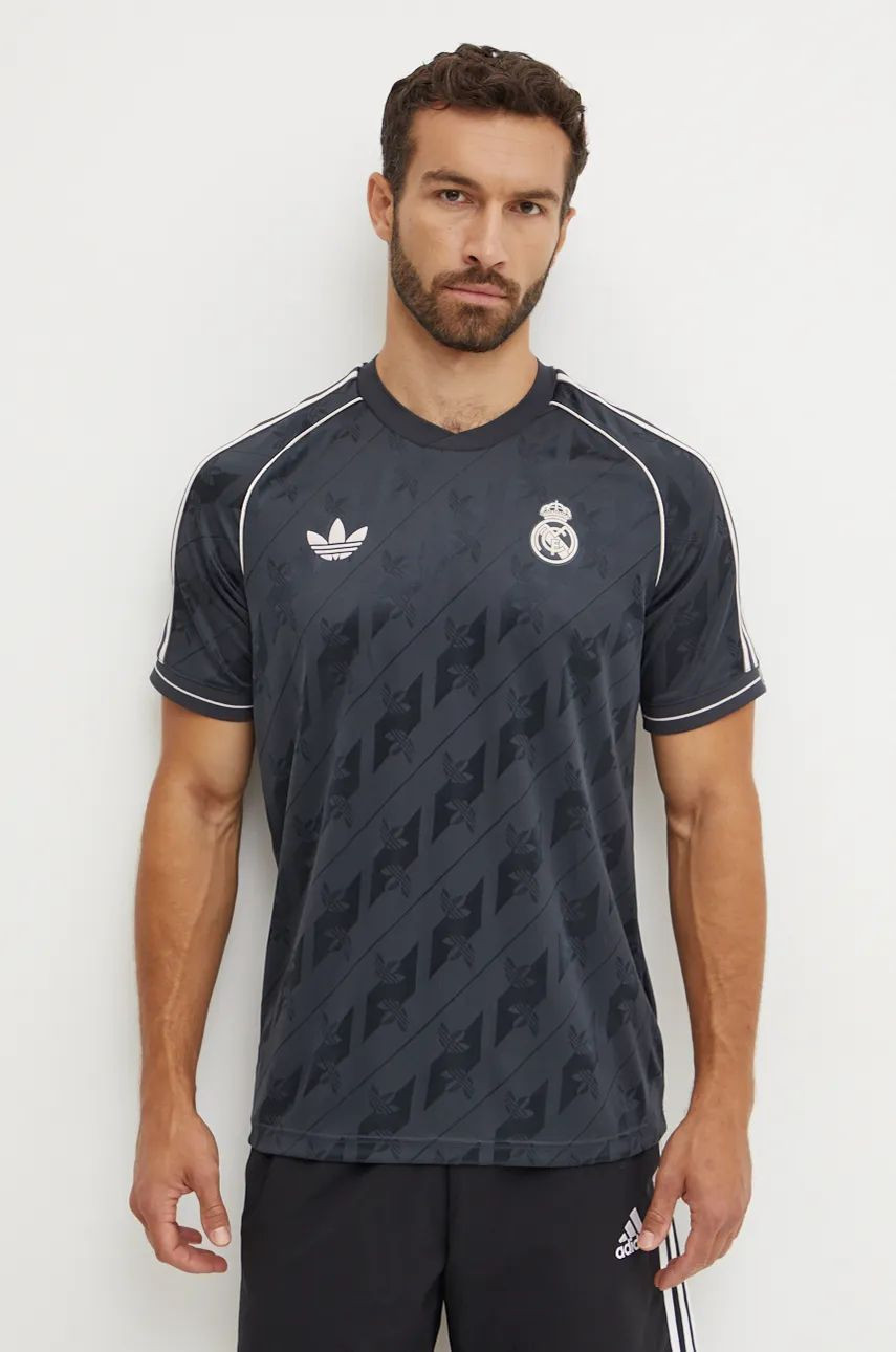 Tričko adidas Originals Real Madrid pánske, čierna farba, vzorované, JI9481