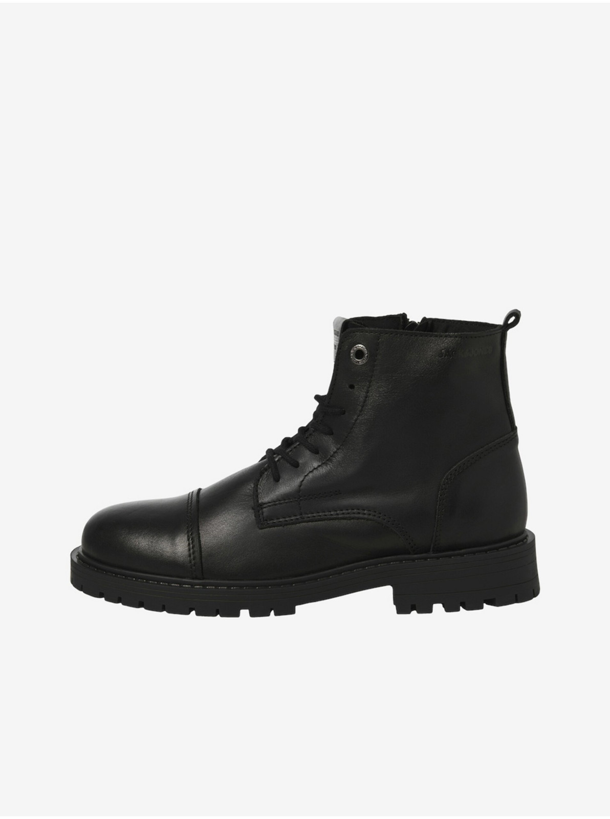 Čierne pánske kožené členkové topánky Jack & Jones Tremor