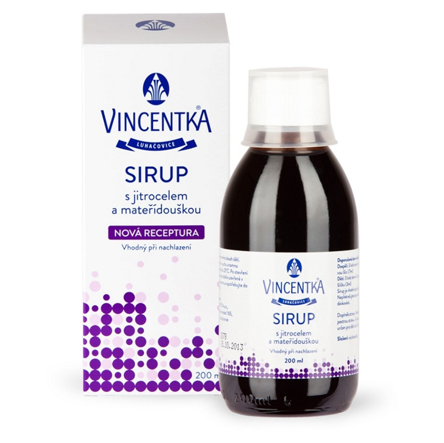 VINCENTKA Sirup materina dúška + skorocel 200 ml, poškodený obal