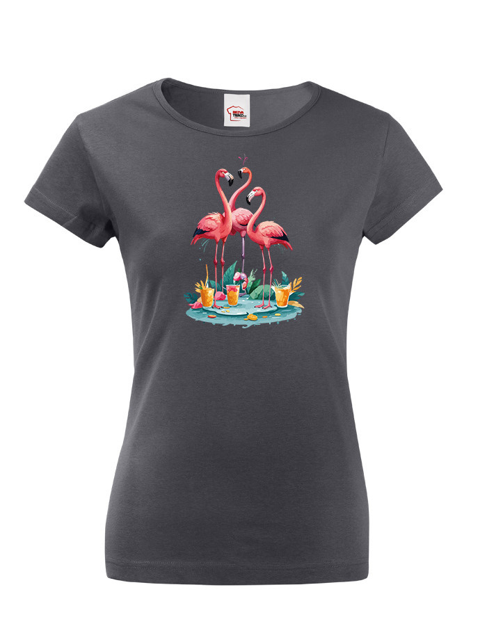 Dámské tričko s úžasným potiskem plameńáků- skvělý dárek na narozeniny