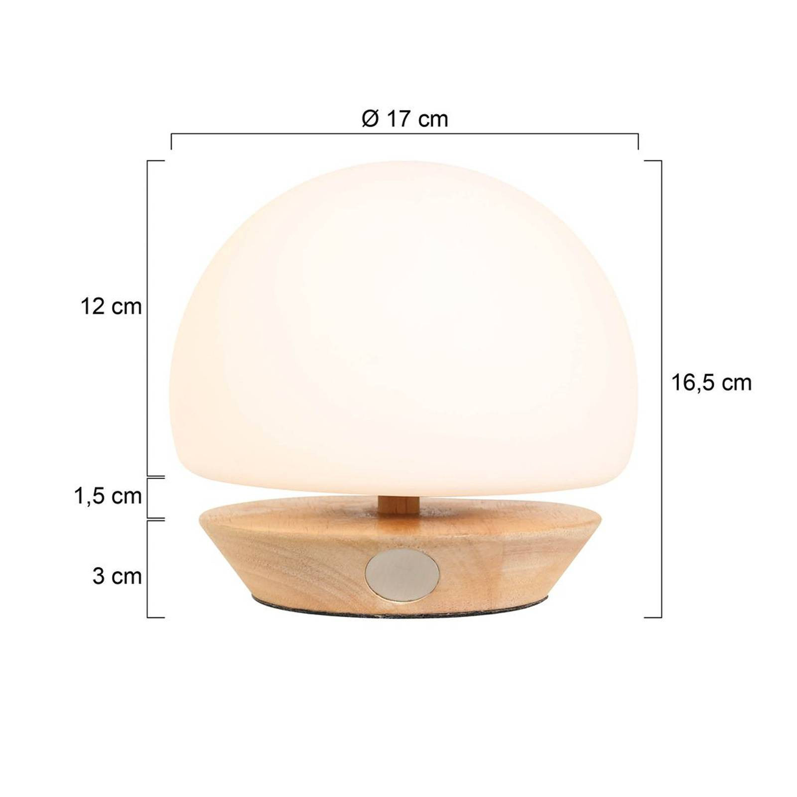 Stolná lampa Ancilla, drevo, sklo, buk, opálová biela, pätica G9