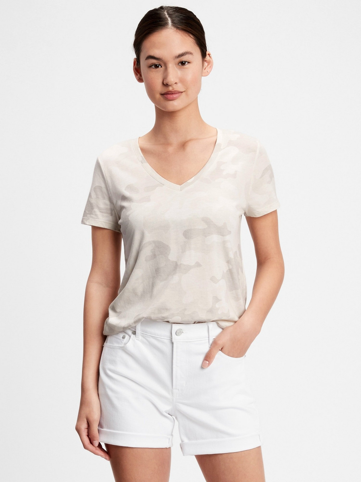 GAP Tričko favorite print t-shirt Šedá
