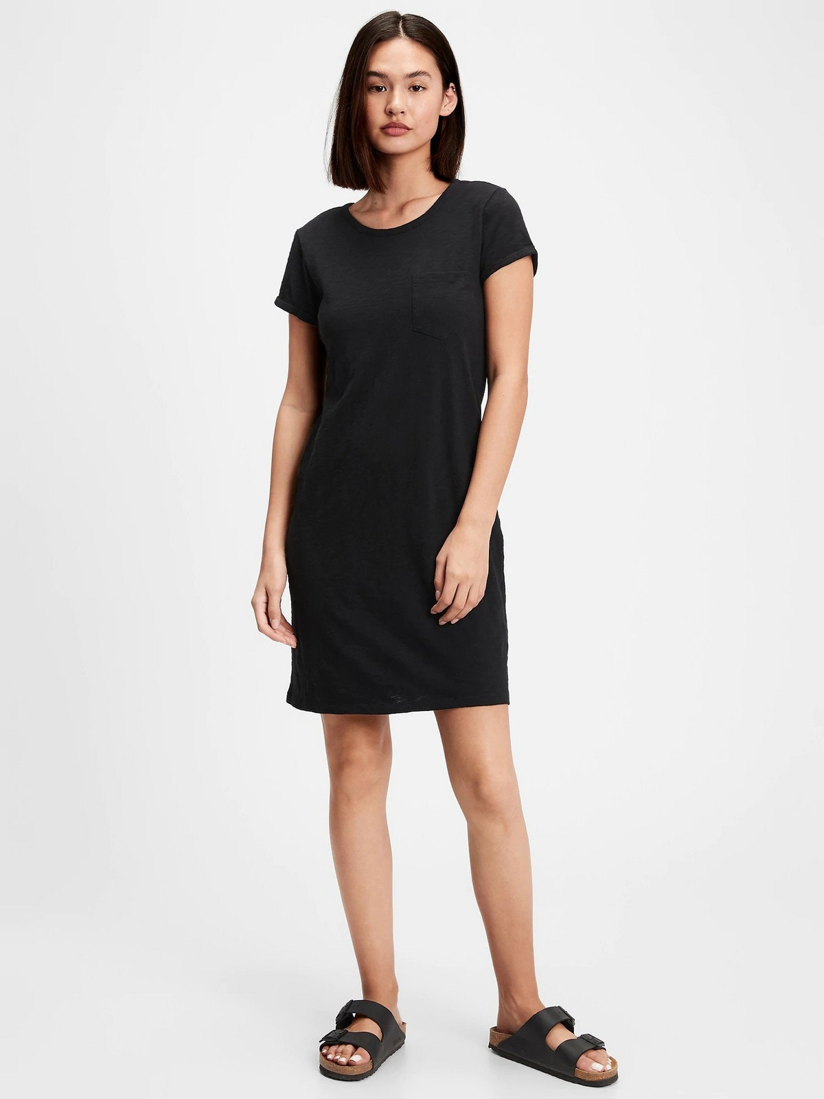GAP Šaty v-ss pkt tee dress Čierna