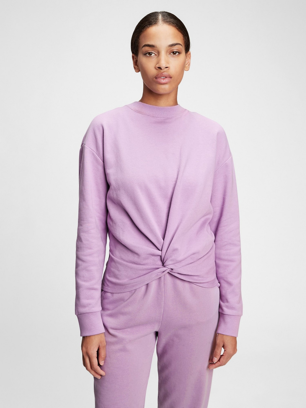 GAP Mikina vintage soft twist-front crewneck sweat Fialová