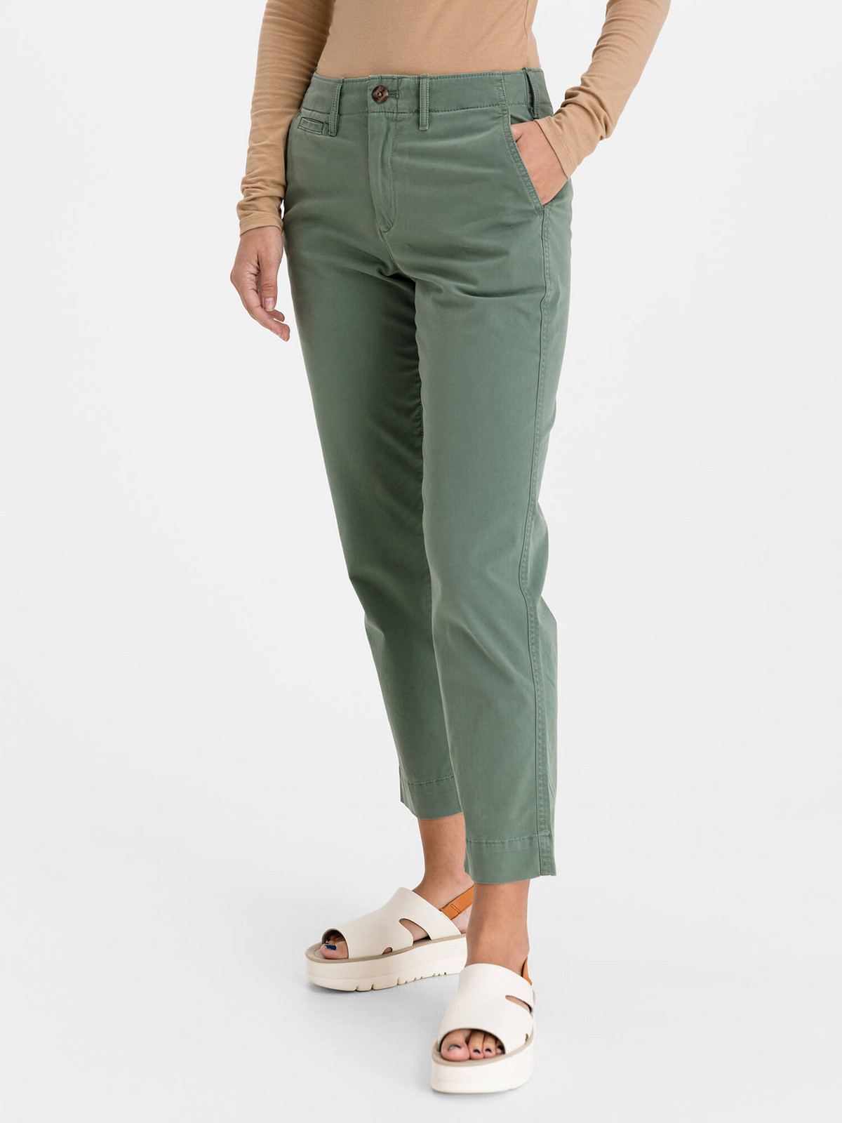 GAP Nohavice straight khakis Zelená