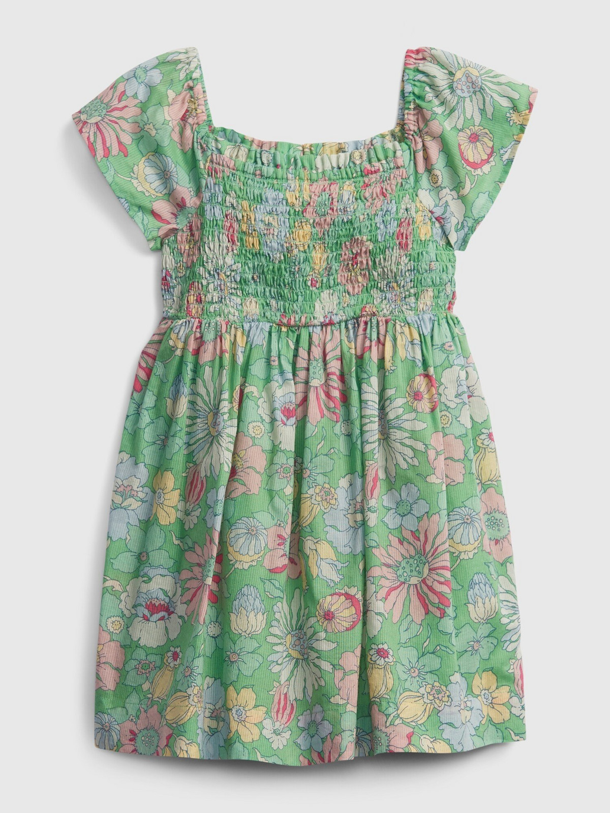 GAP Detské šaty smocked floral dress Zelená