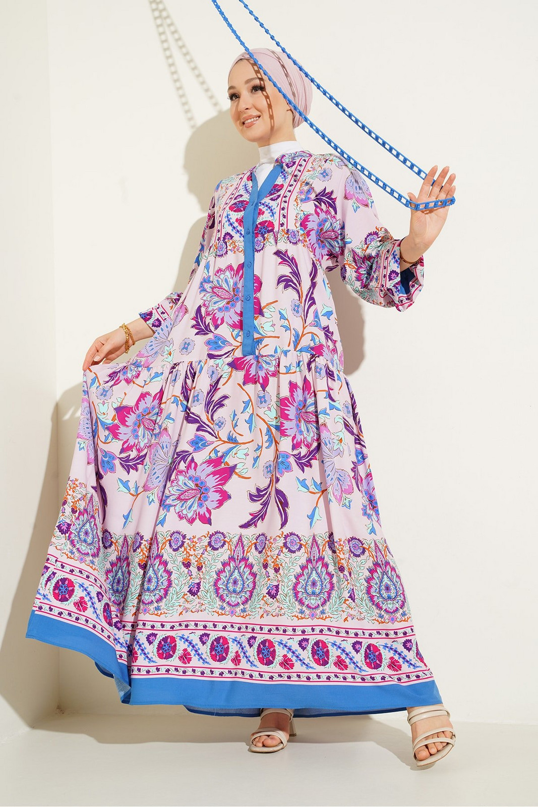 Bigdart 2423 Authentic Patterned Dress - Y.Lilac