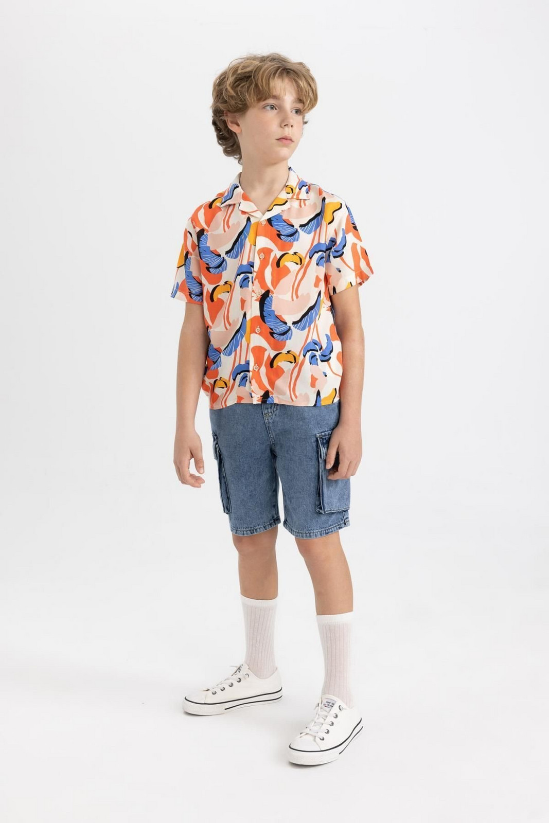 DEFACTO Boy's Cargo Pocket Jean Shorts