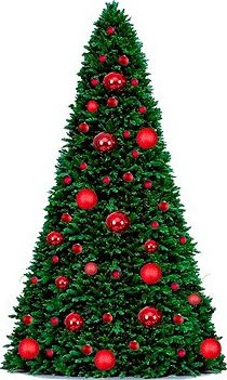 LAALU Ozdobený stromček BASIC RED 500 cm s 74 ks ozdôb a dekorácií