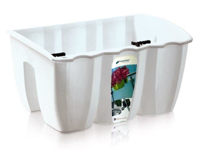 Truhlík na zábradlie CROWL biely 39,3cm