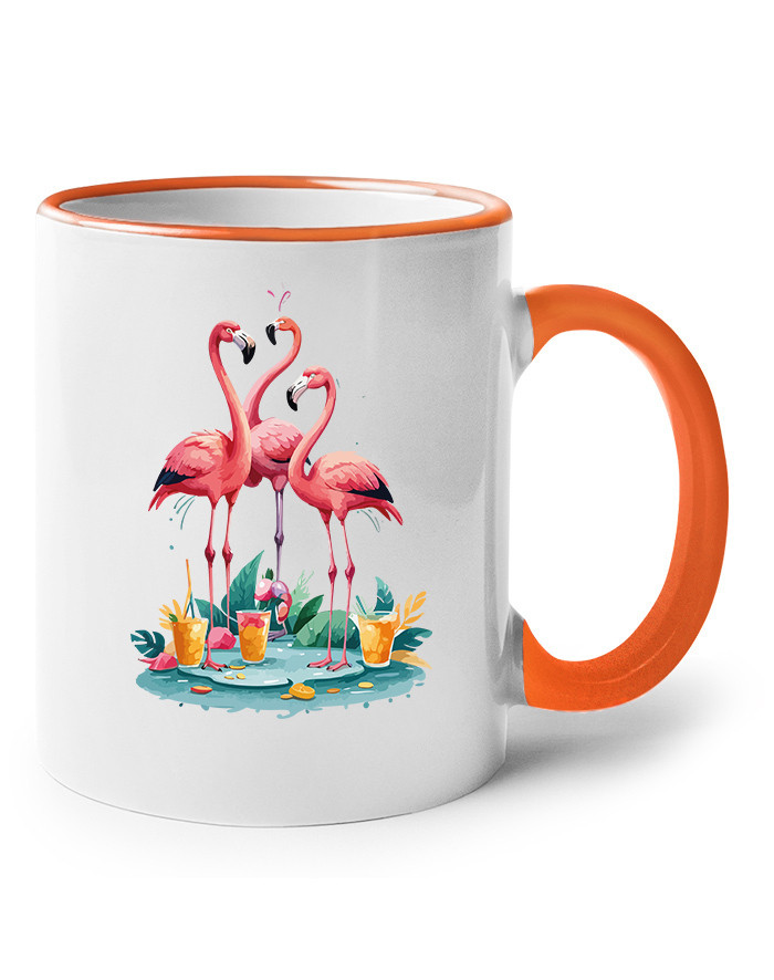 Keramický hrnek s úžasným potiskem plameňáků- skvělý dárek na narozeniny