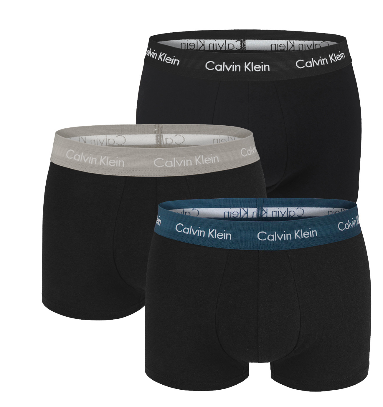 Calvin Klein - boxerky 3PACK cotton stretch black with dark color waist - limitovaná edícia