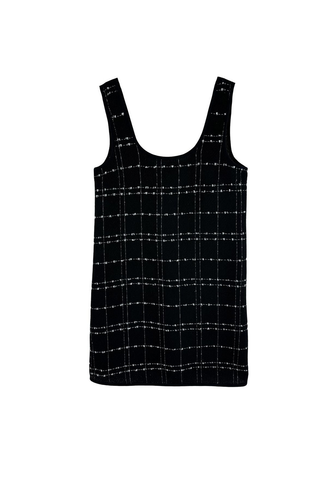 Trendyol Black Plaid / Checkered Mini Tweed Vest Woven Dress
