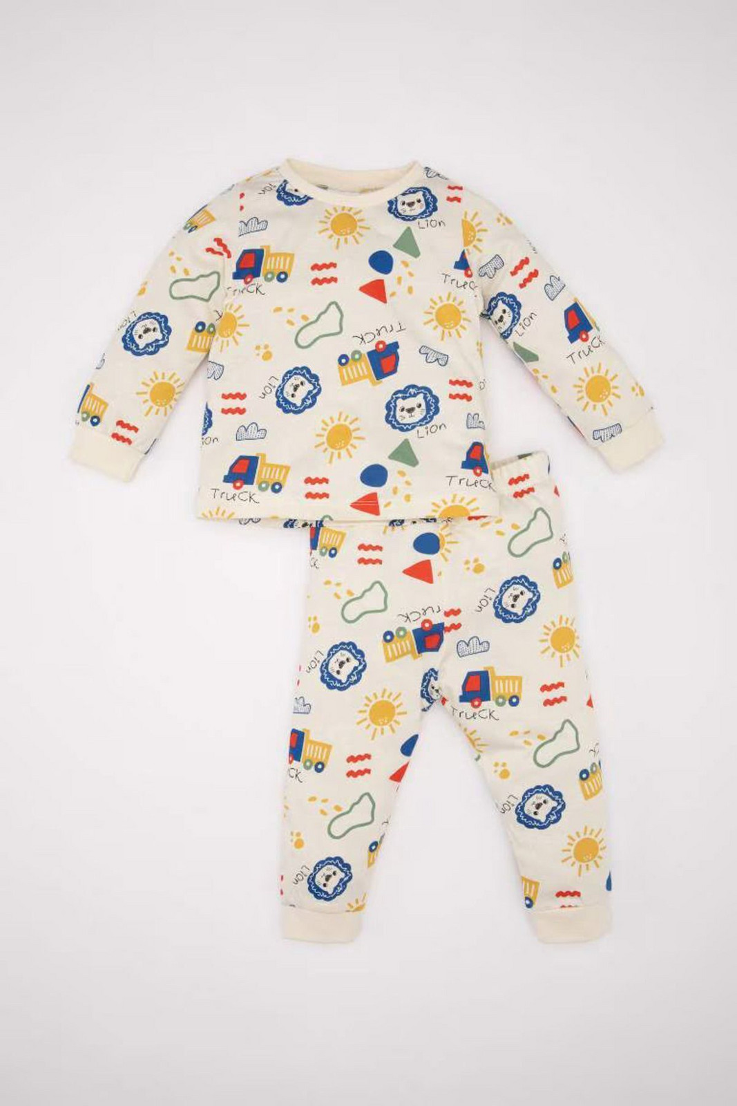 DEFACTO Baby Boy Printed Long Sleeve Cotton Pajama Set