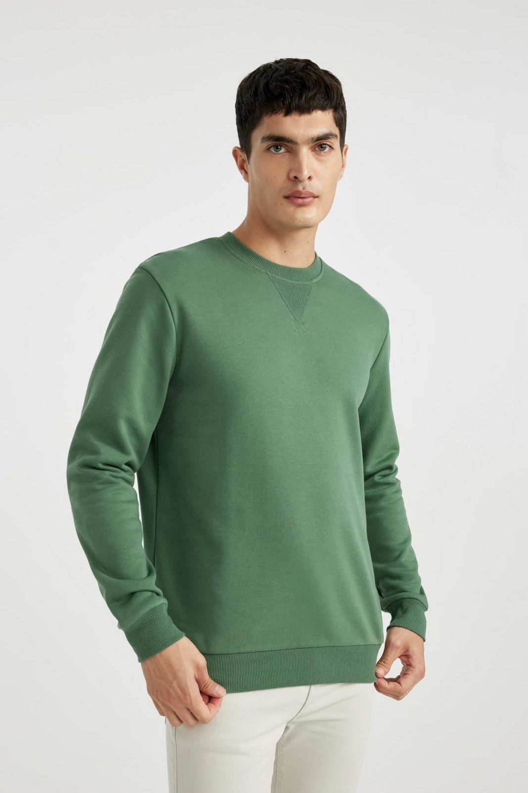 DEFACTO Regular Fit Crew Neck Basic Cotton Sweatshirt