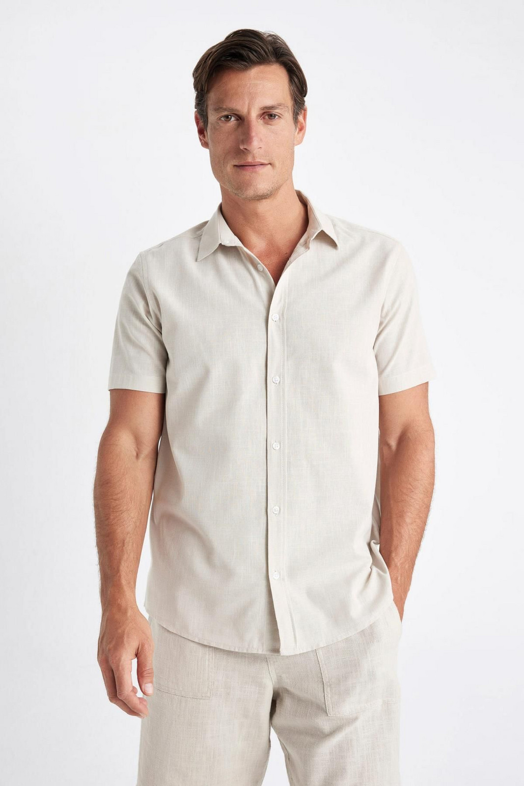 DEFACTO Regular Fit Polo Neck Cotton Short Sleeve Shirt