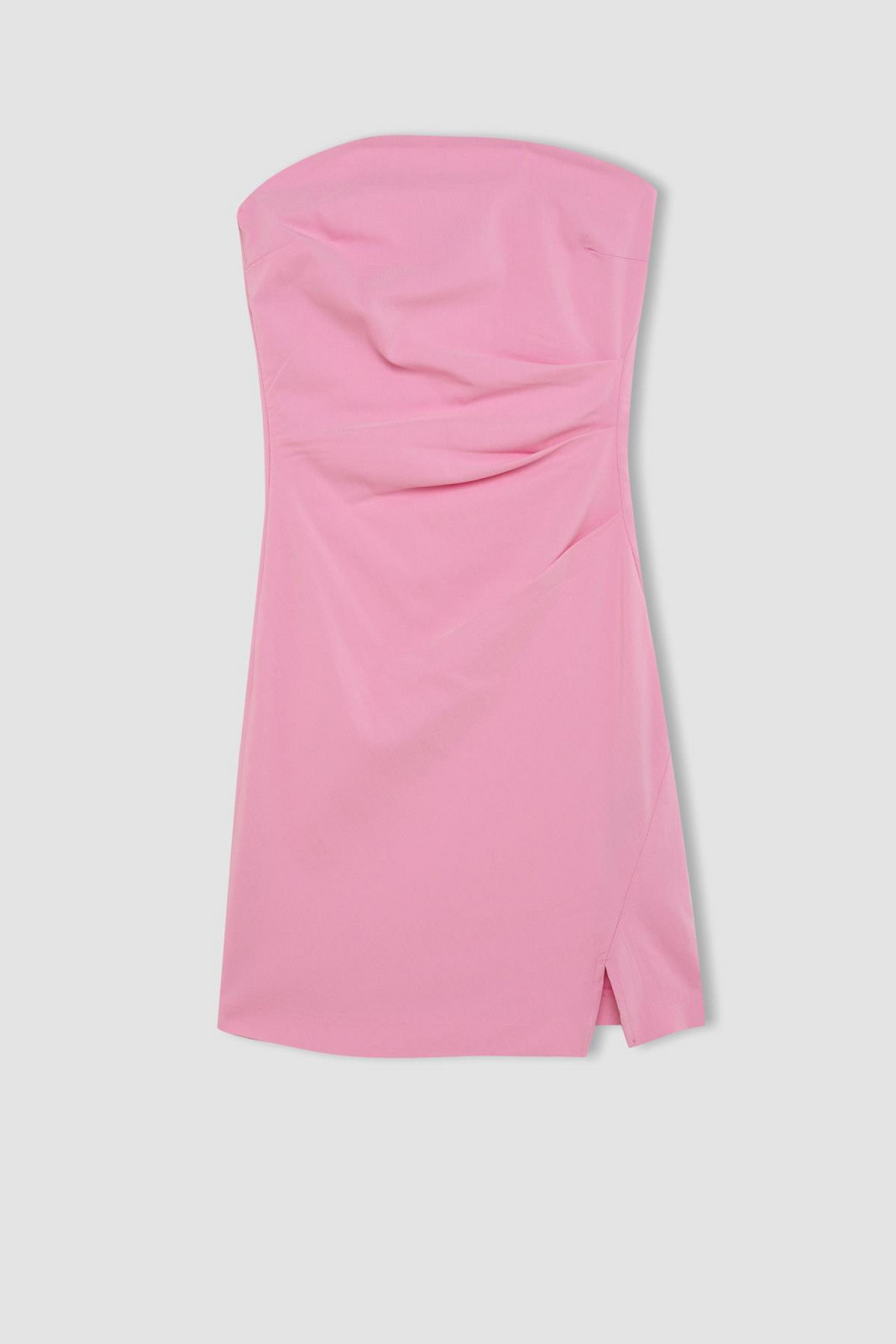 DEFACTO Cool Strapless Slit Pink Mini Dress