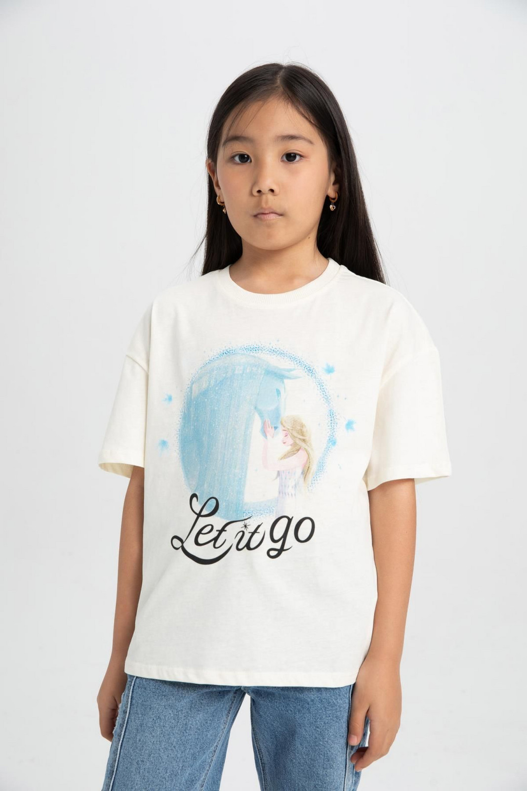 DEFACTO Girl's Frozen Relax Fit Short Sleeve T-Shirt