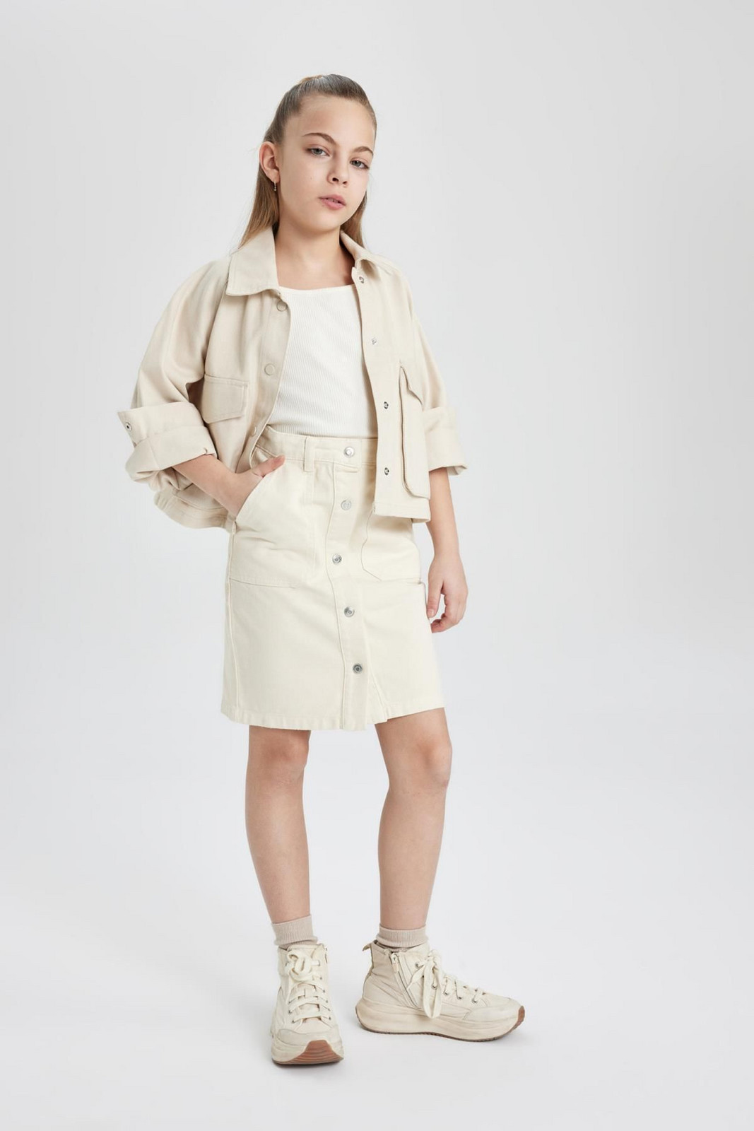 DEFACTO Girl's Buttoned Skirt