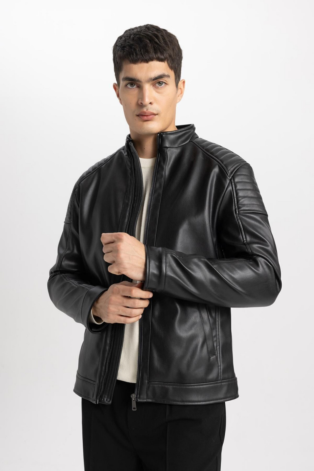 DEFACTO Water Repellent Slim Fit Stand Collar Taffeta Jacket Coat