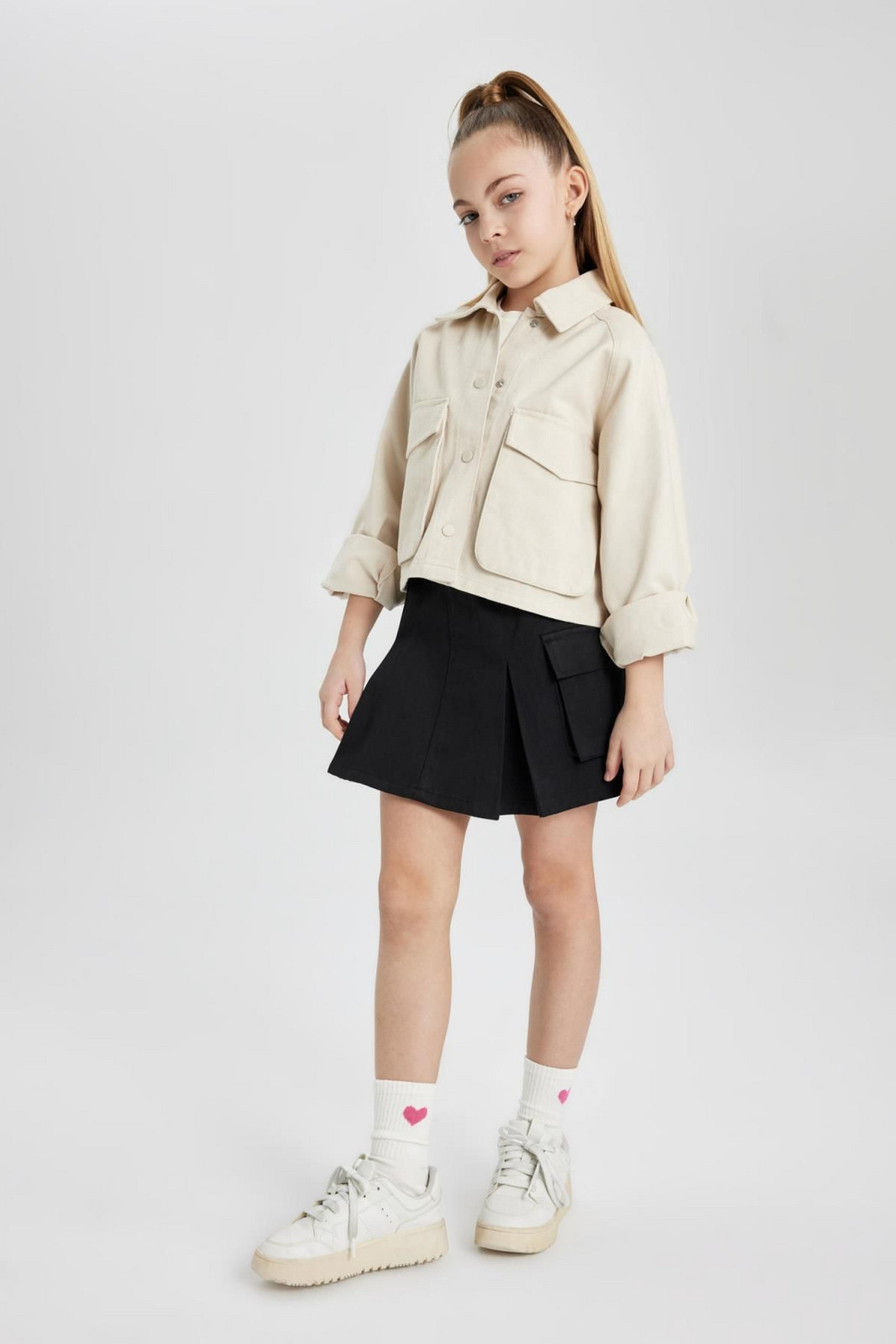 DEFACTO Girl's Cotton Cargo Pocket Skirt