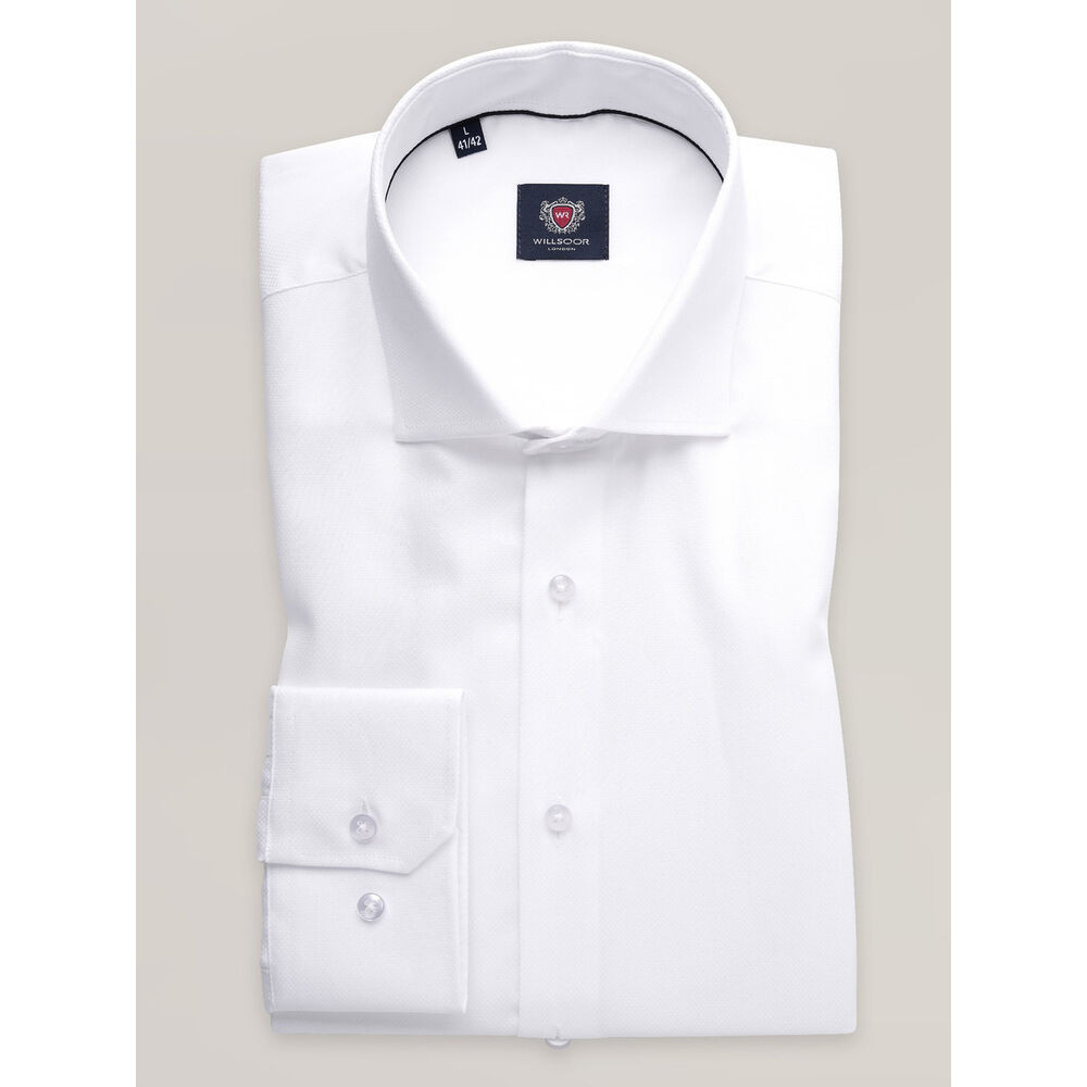 Pánska biela košeľa slim fit s talianskym golierom 17490