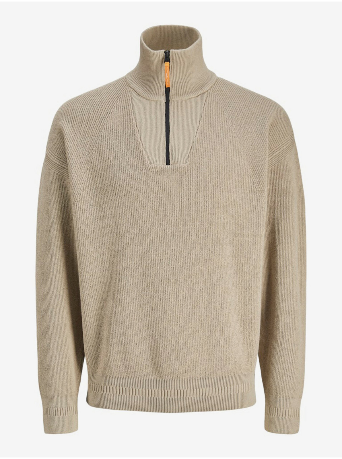 Béžový pánsky sveter so zipsom Jack & Jones Outdoor