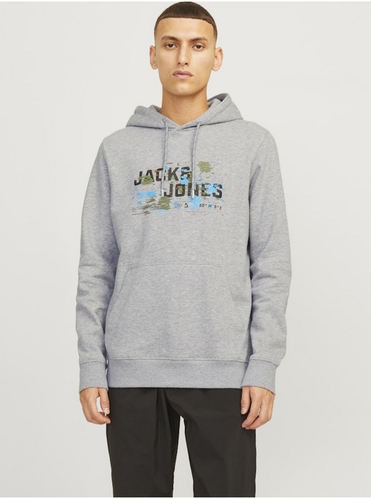 Svetlosivá pánska mikina s kapucňou Jack & Jones Outdoor