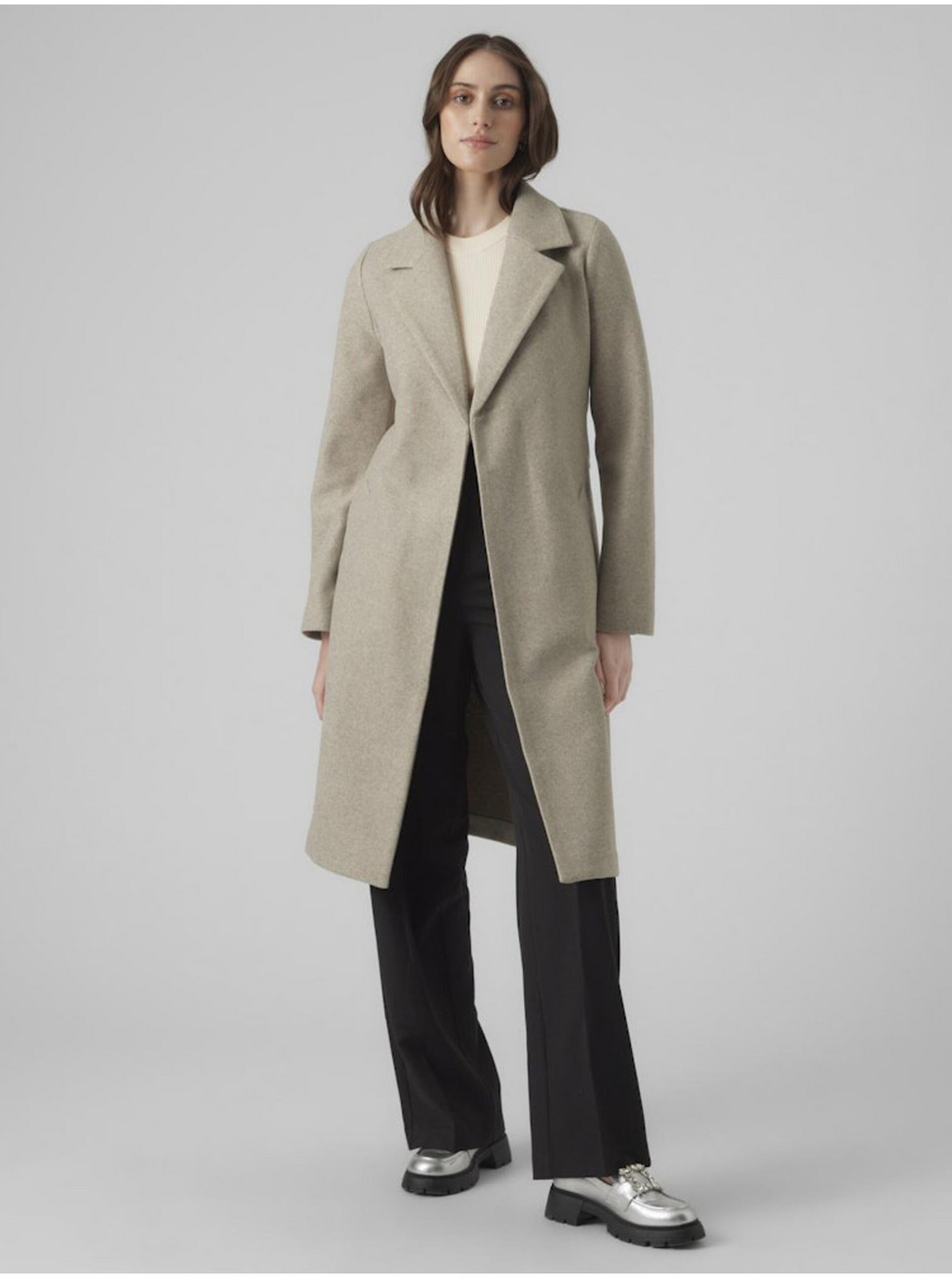 Béžový dámsky kabát Vero Moda Fortuneaya