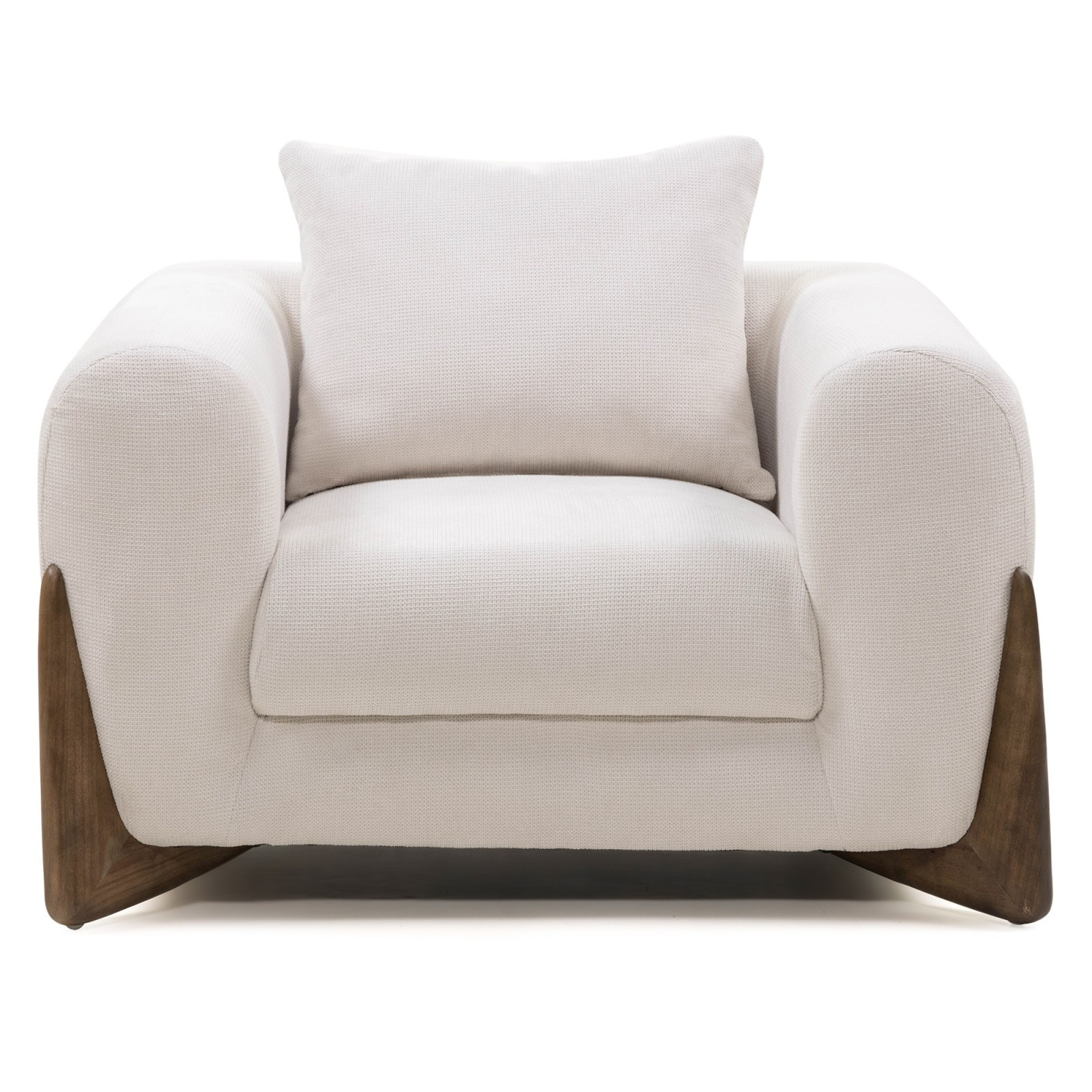 Relaxační křeslo FLOU 108 cm béžové/ořech