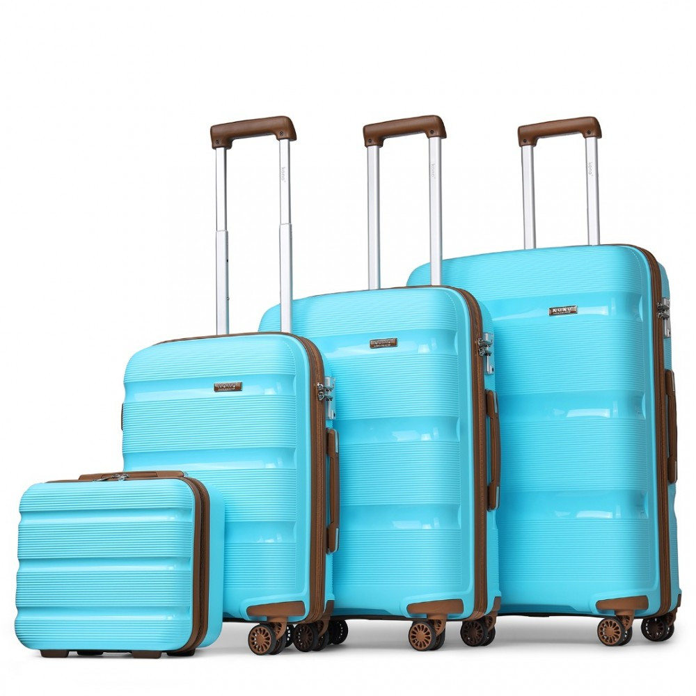 KONO Set 4 kufrov z polypropylénu - 15L, 39L, 70L, 103L - modro hnedá