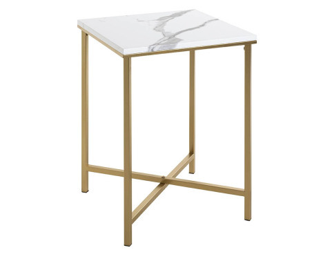 Štvorcový odkladací stolík Albufeira 39x39 cm, zlatý/mramorový%