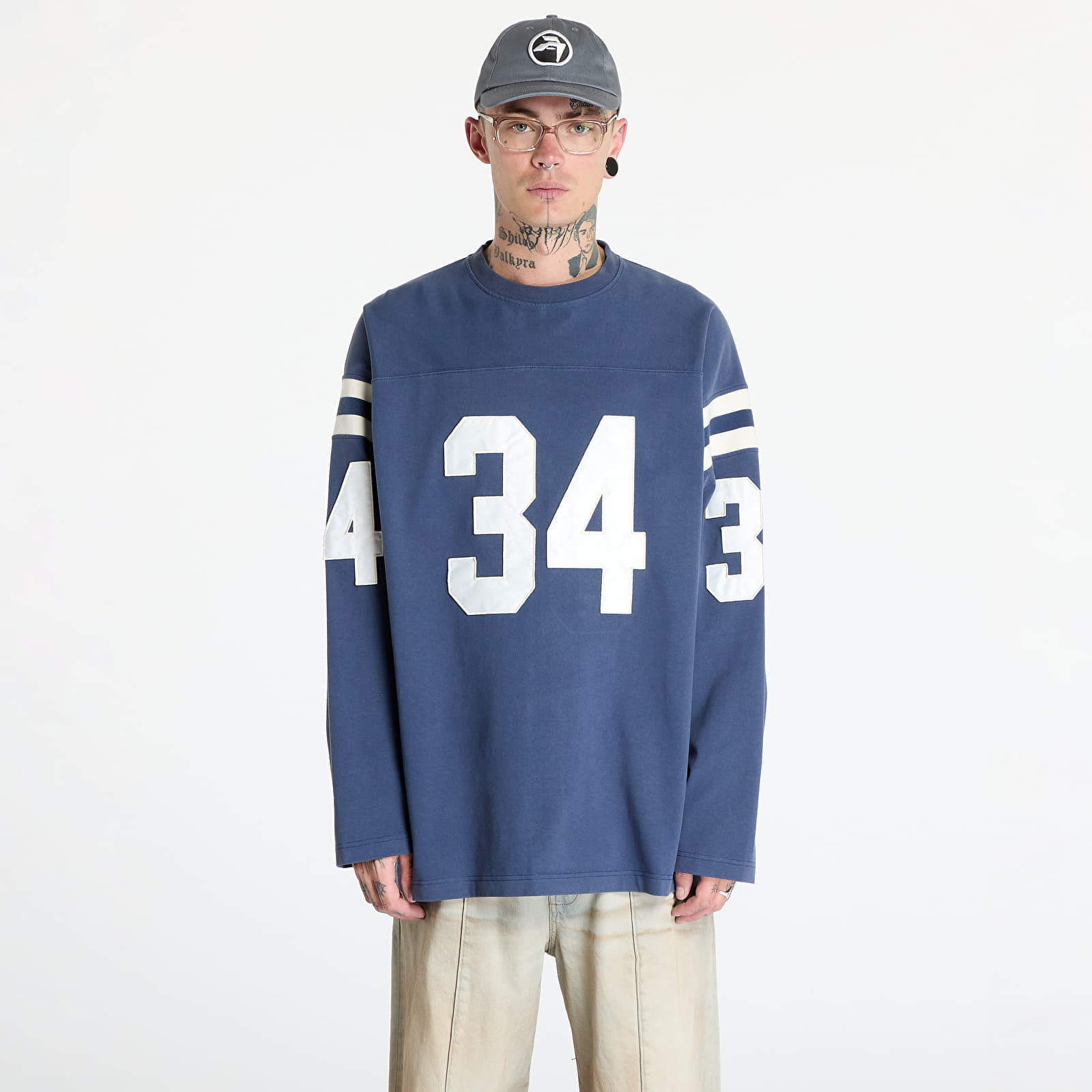 Tričko Ambush Football L-S T-Shirt UNISEX Insignia Blue/ Tofu M