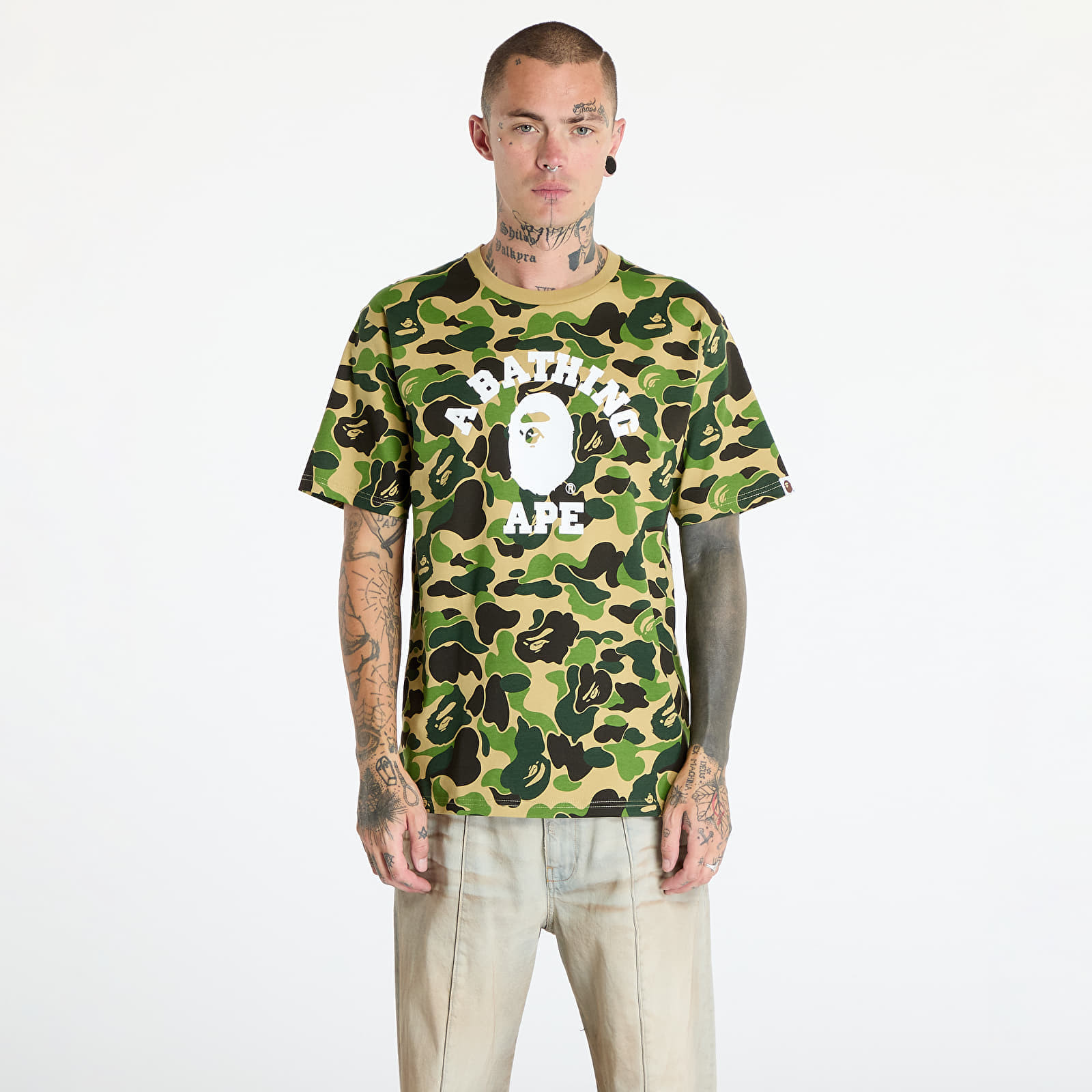 Tričko A BATHING APE Abc Camo College Tee Green M
