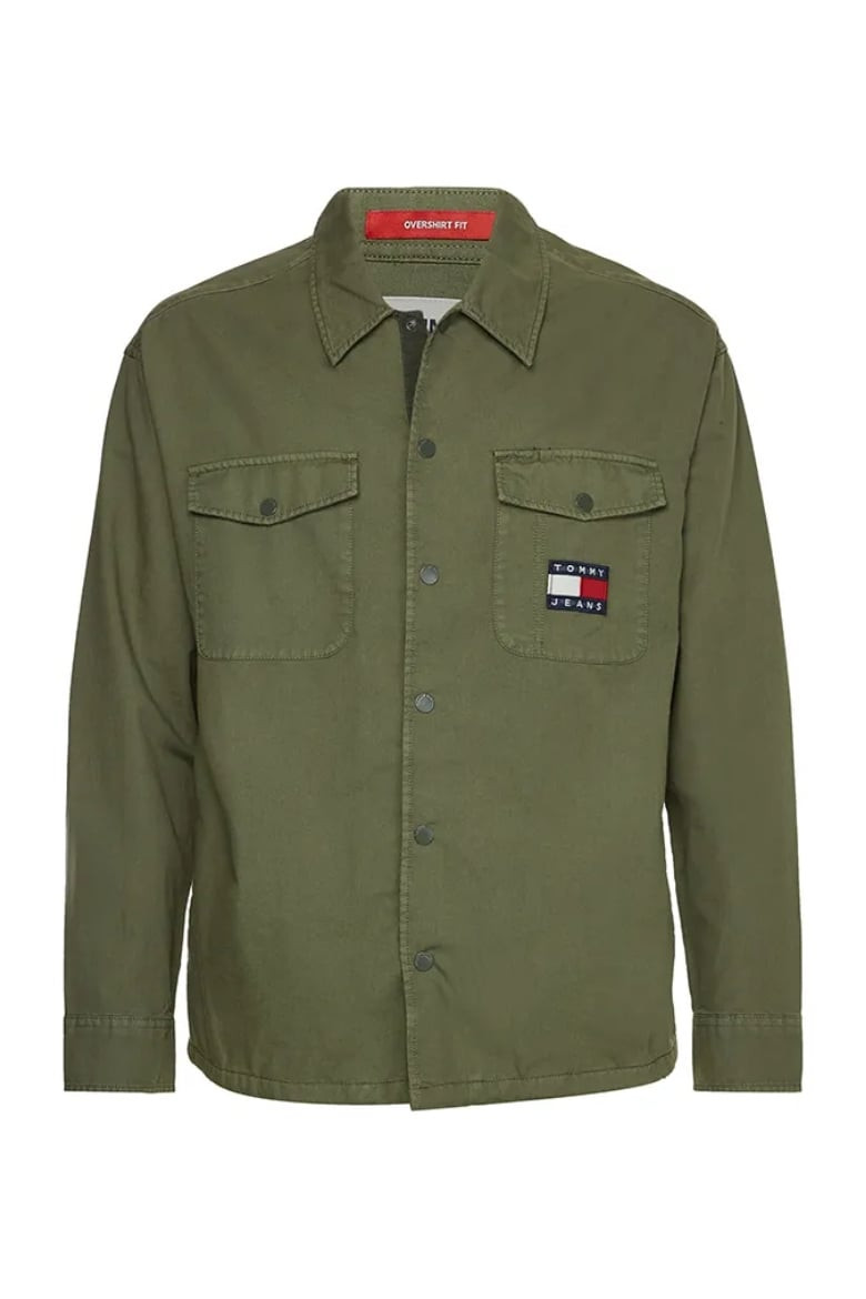 Tommy Jeans Košeľa - TJM SPRING DOBBY COACH SHIRT zelená