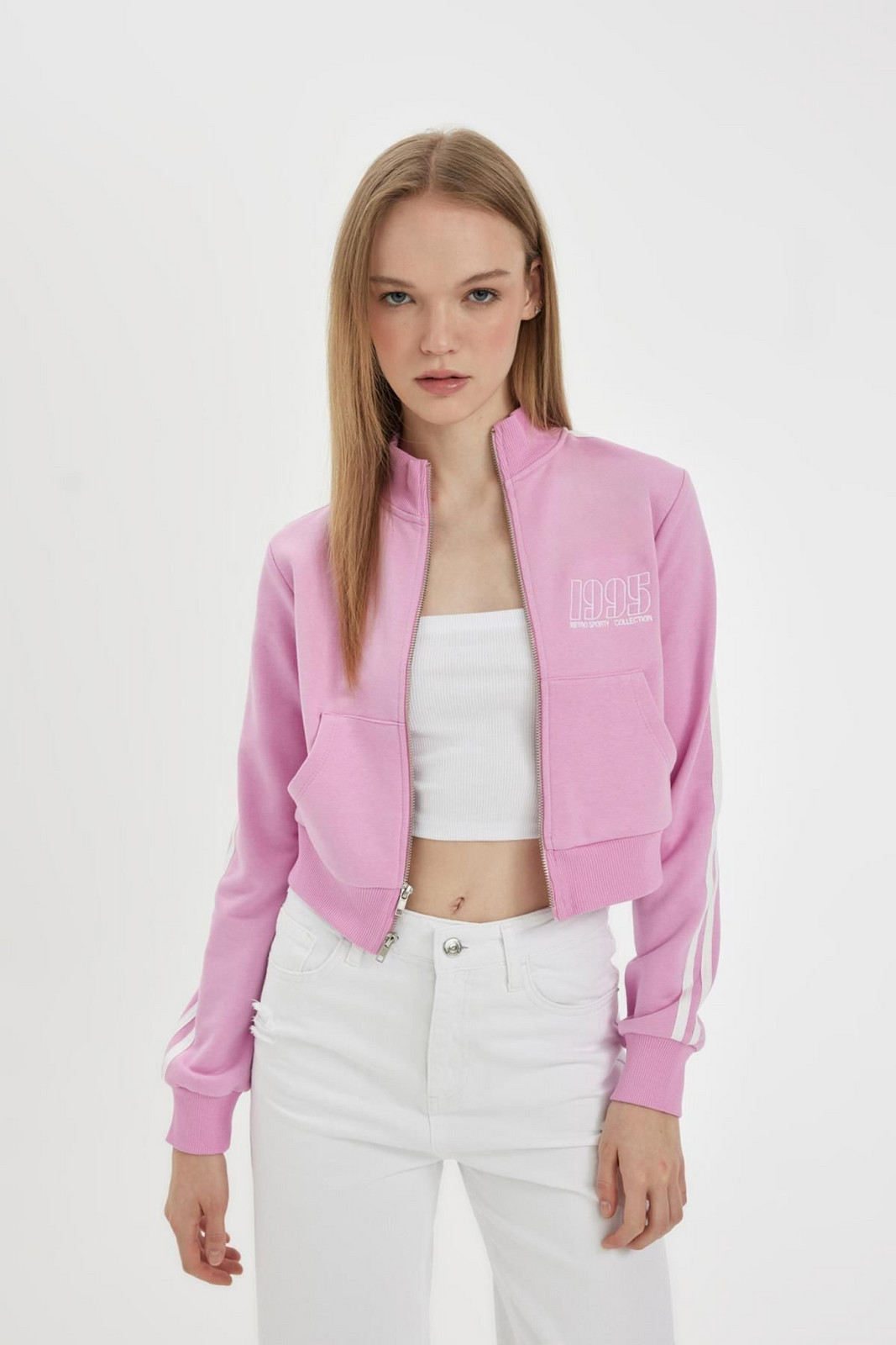 DEFACTO Cool Fitted Printed Zippered Sweatshirt