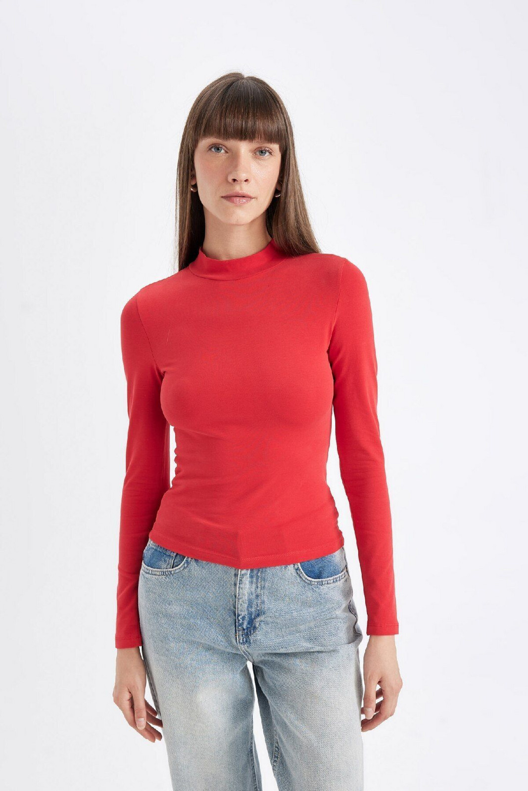 DEFACTO Slim Fit Half Turtleneck Casual Long Sleeve T-Shirt