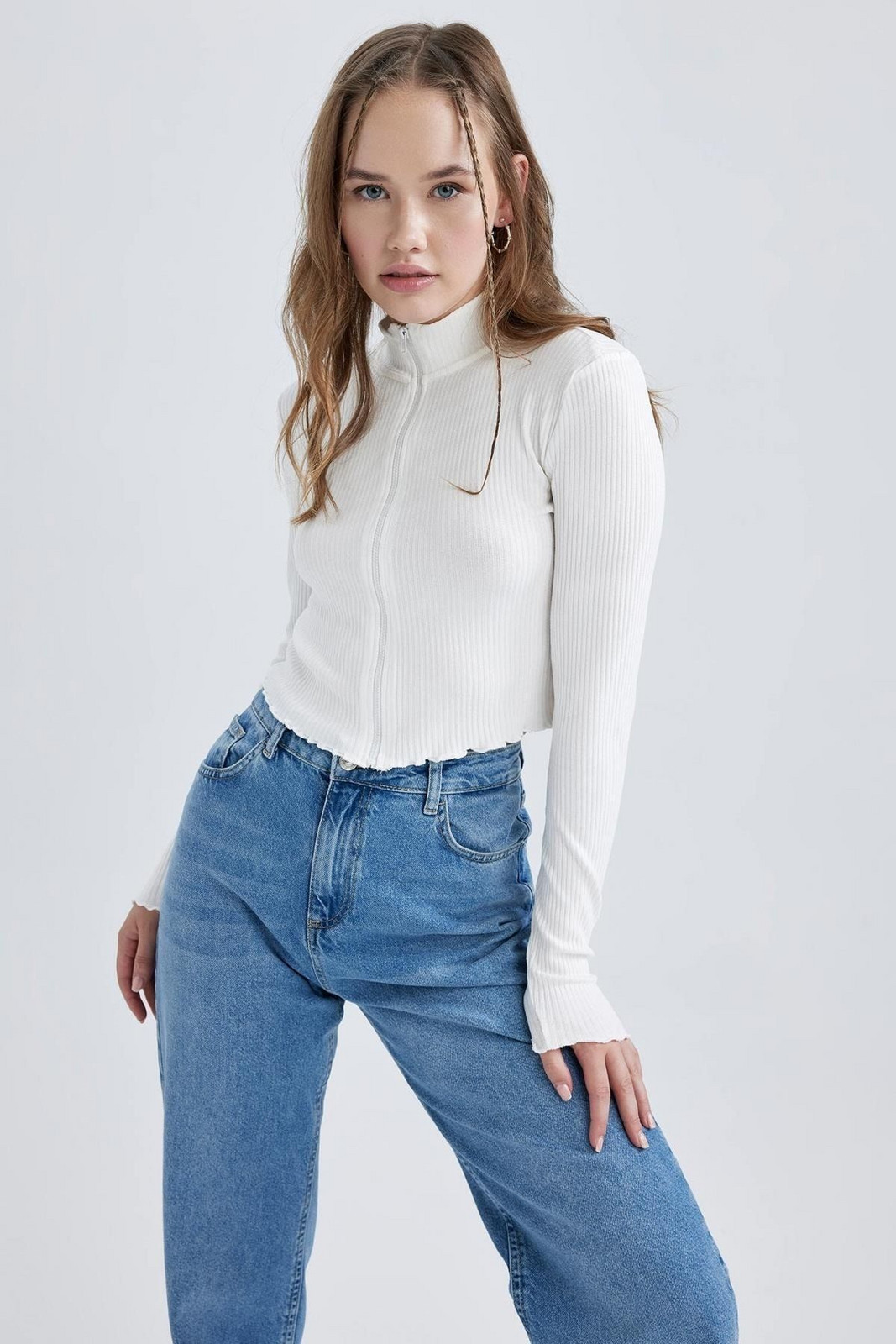 DEFACTO Cool Fitted Ribbed Camisole Cardigan